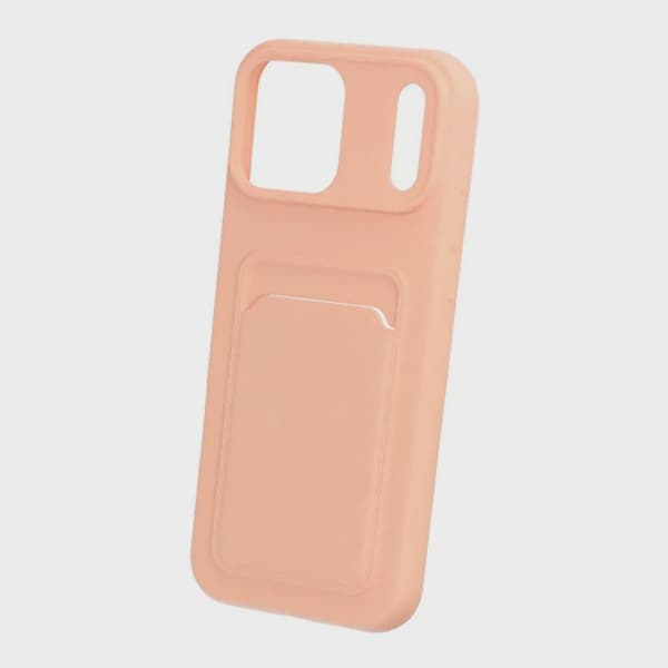 Mobilskal Silikon med Korthållare för iPhone 17 Pro Max - Rosa