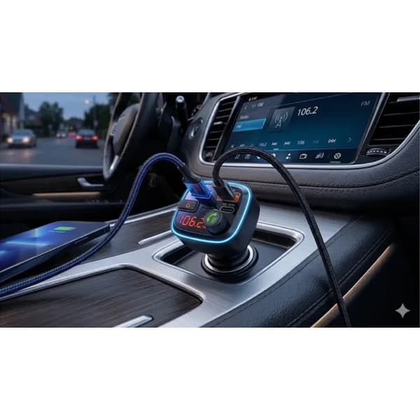 FM-sändare & Billaddare 48W, 2x USB-A/1x USB-C 30W PD