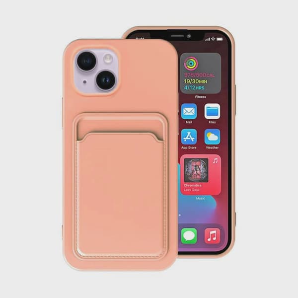 Mobilskal Silikon med Korthållare för iPhone 14 Plus - Rosa