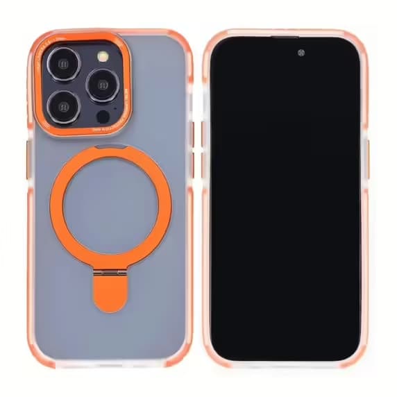 iPhone 15 Pro Max Mobilskal med Magsafe och Stativ - Orange