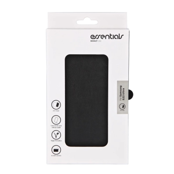 essentials Samsung Galaxy S22 Ultra PU wall,detac,3 card,Blk