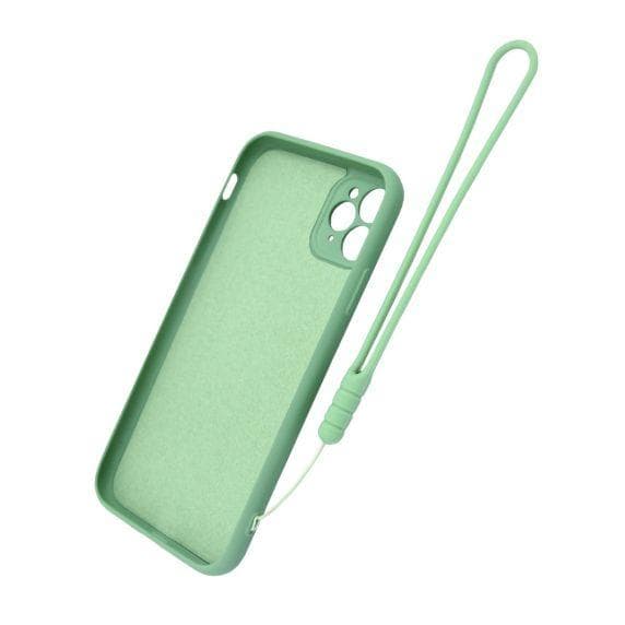 Apple iPhone 11 Pro Soft Liquid Silicone Case With Magnetic Ring Holder Stand and Slim Hands Strap Best Quality Green
