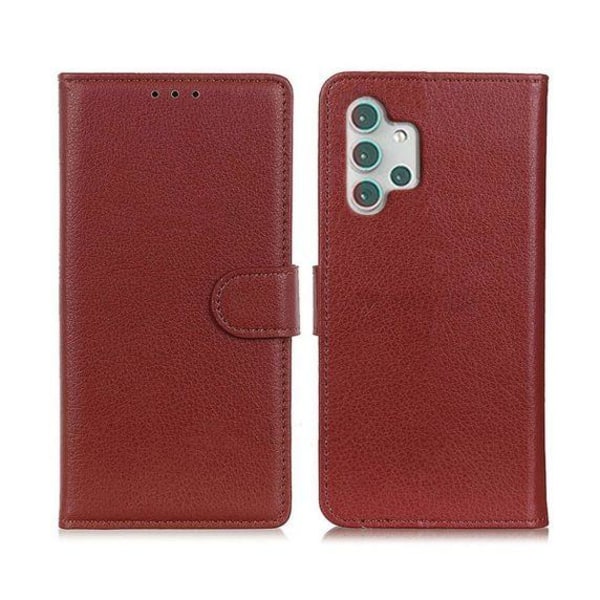 Flip Stand Leather Wallet Case For Samsung Galaxy A32 4G Brown