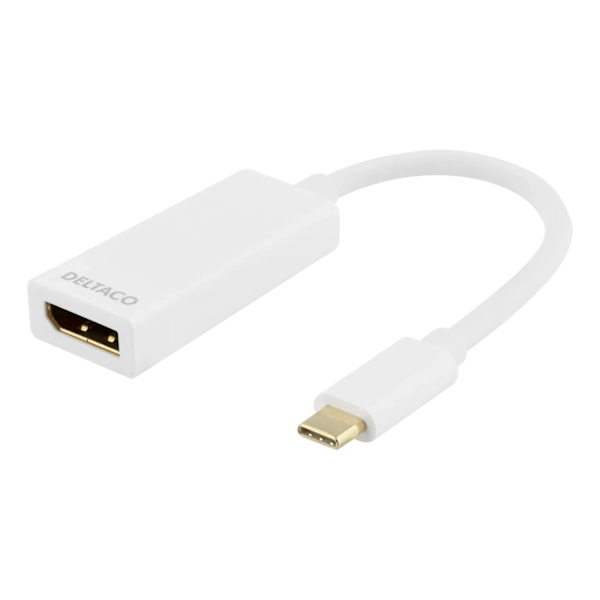 USB 3.1 till DP adapter, Typ C ha - DP ho, 4K, UHD, vit