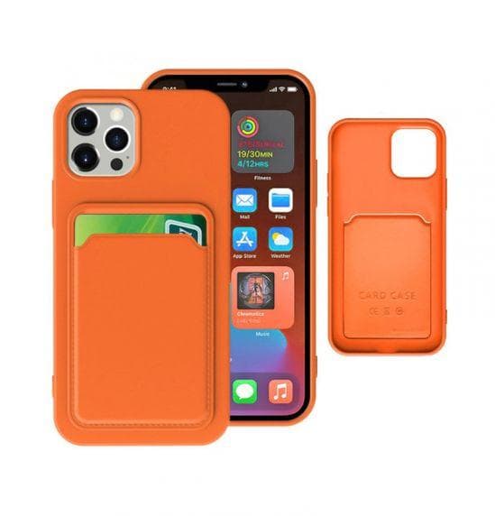 iPhone 13 Pro Silikonskal med Korthållare - Orange