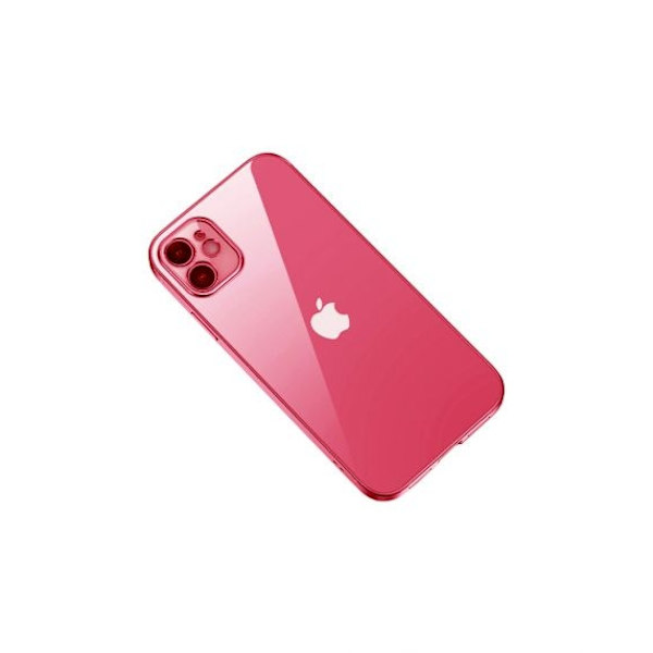 Apple iPhone 12 Mini Luxury Classic Square Frame Case Red with Soft Thin Transparent Camera Protector High Quality