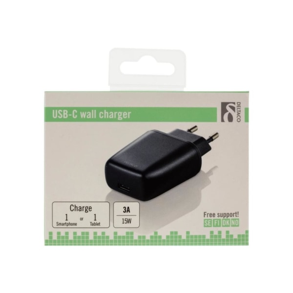 DELTACO USBC-AC108 - Strömadapter - 15 Watt - 3 A (USB-C) - svar