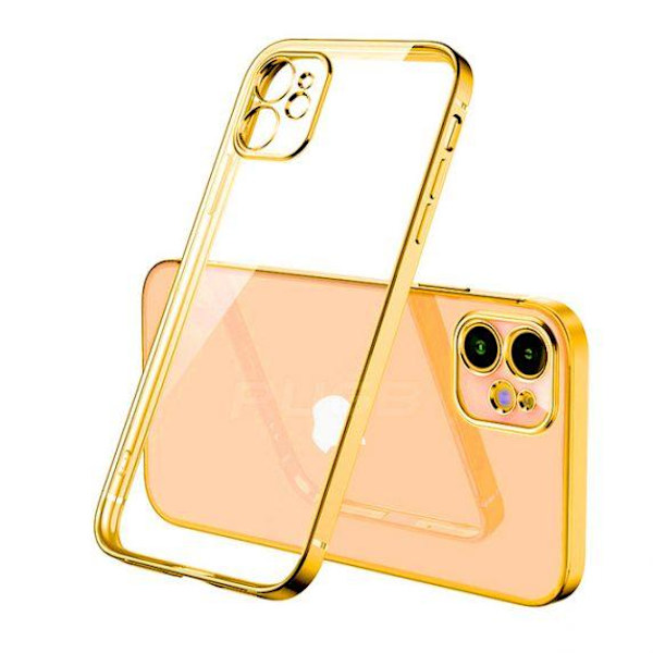 Apple iPhone 12 Mini Luxury Classic Square Frame Protection Case Gold With Soft Thin Transparent Camera Protector High Quality