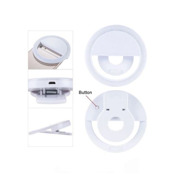 Ringljus/LED-Ring till mobiltelefon - Vit