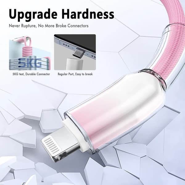 SiGN Dynamic Series USB-C till Lightning Kabel 2.4 A, 1m – Rosa
