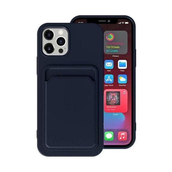 iPhone 13 Pro Silikonskal med Korthållare - Blå