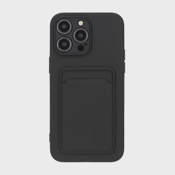 Mobilskal Silikon med Korthållare för iPhone 14 Pro Max - Svart
