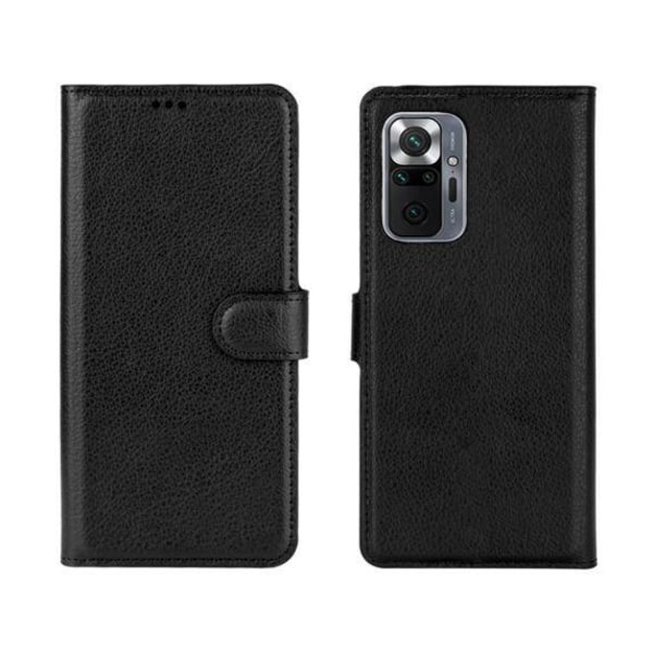 Flip Stand Leather Wallet Case For Xiaomi Redmi Note 10 Pro Blac