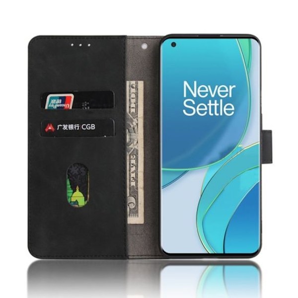 Flip Stand Leather Wallet Case For OnePlus 9 Pro Black