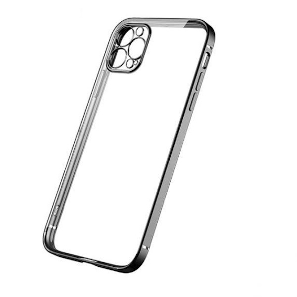 Apple iPhone 12 Pro Max Luxury Classic Square Frame Case Black with Soft Thin Transparent Camera Protector High Quality