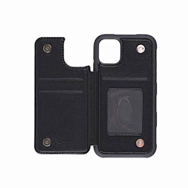 iPhone 11 Pro Max PU Leather Back Flip Wallet Case Black