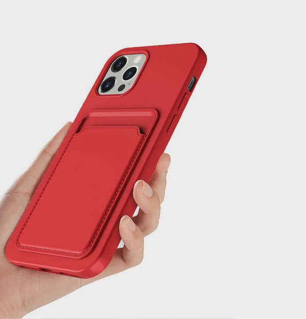 Mobilskal Silikon med Korthållare för iPhone 13 Pro Max - Röd