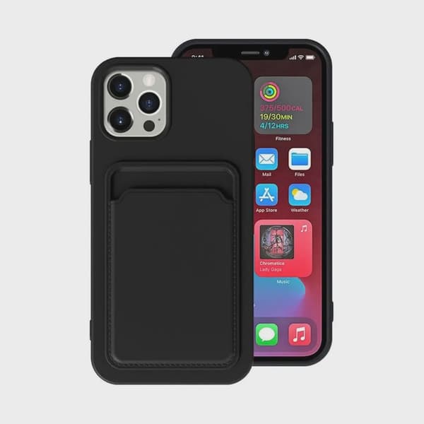 Mobilskal Silikon med Korthållare för iPhone 13 Pro Max - Svart