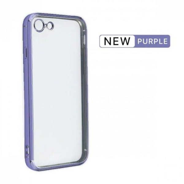 Apple iPhone 7/8 Luxury Classic Square Frame Protection Case Purple With Soft Thin Transparent Camera Protector High Quality
