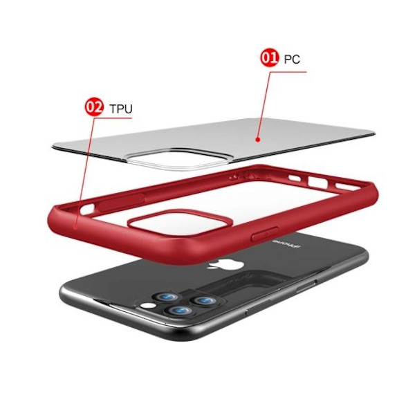 iPhone 11 Pro Max Transparent Shockproof With TPU Edge Case Red