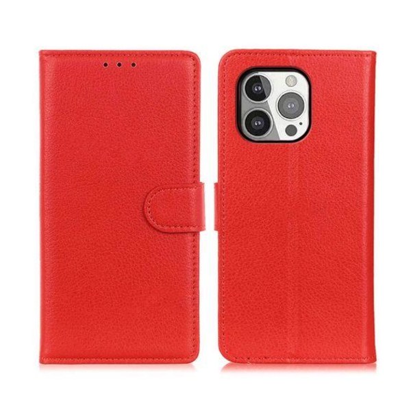 iPhone 13 Pro Max Flip Stand Läder Plånboksfodral Röd