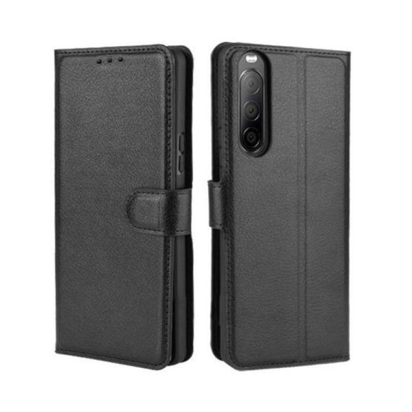 Flip Stand Leather Wallet Case For Sony Xperia 10 III Black