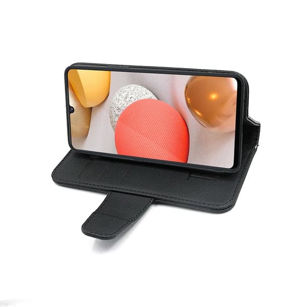 Samsung A42 5G Plånboksfodral Extra Kortfack och Stativ RV - Svart