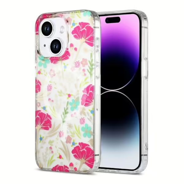 iPhone 14/15 Plus Mobilskal MagSafe - Blommor Röd/Grön