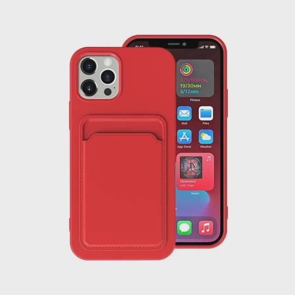 Mobilskal Silikon med Korthållare för iPhone 13 Pro Max - Röd