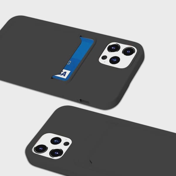 Mobilskal Silikon med Korthållare för iPhone 12/12 Pro - Svart