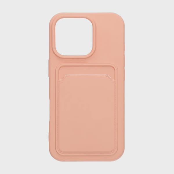 Mobilskal Silikon med Korthållare för iPhone 16 Pro Max - Rosa