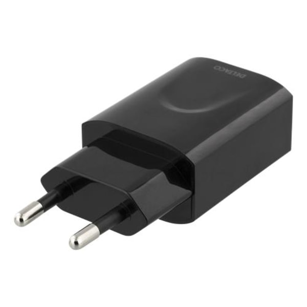DELTACO väggladdare 100-240 V till 5 V USB, 2,4 A, 12 W, 1x USB-