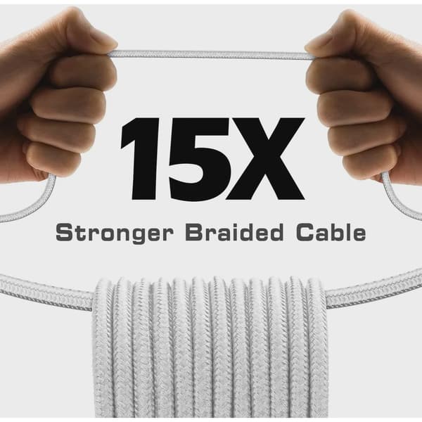 SiGN USB-A till Lightning Kabel, 2.1A, 2m, Nylon - Silver