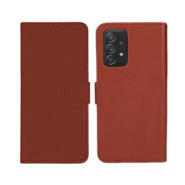 Flip Stand Leather Wallet Case For Samsung Galaxy A52s Brown