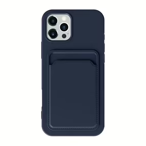 iPhone 16 Pro Max Mobilskal Silikon med Korthållare - Blå