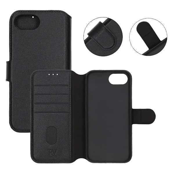 Rvelon Leather Wallet Case-iPhone 16e Black