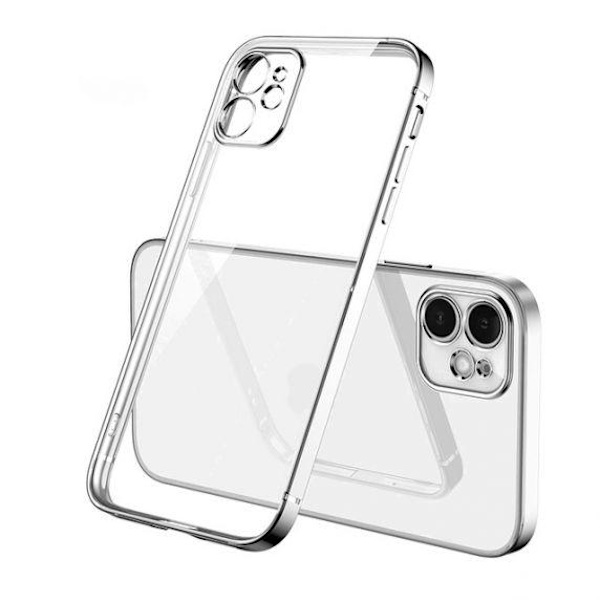 Apple iPhone 12 Mini Luxury Classic Square Frame Protection Case Sliver With Soft Thin Transparent Camera Protector High Quality