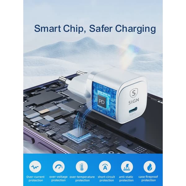 SiGN Mini Snabbladdare USB-C PD 20W - Vit