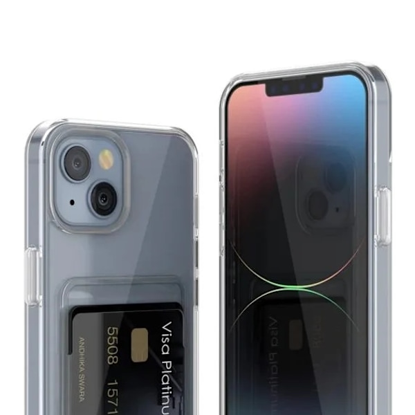 iPhone 15 Mobilskal med Korthållare TPU Rvelon - Transparent