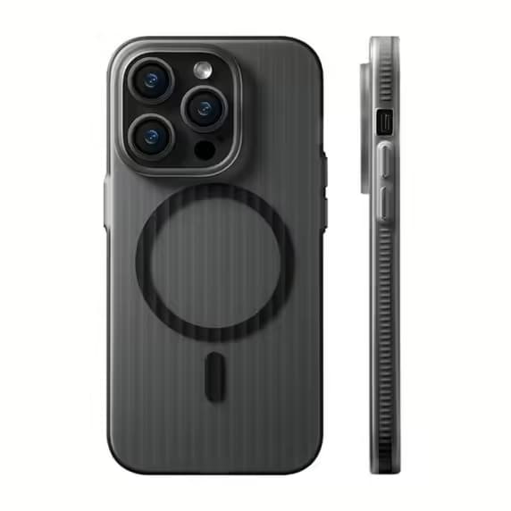 iPhone 15 Pro Max Mobilskal Korrugerad Anti-Halk - Svart