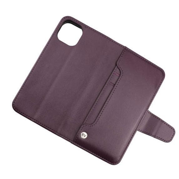 RV Plånboksfodral Extra Kortfack och Stativ - iPhone 13 Mini - Mörklila