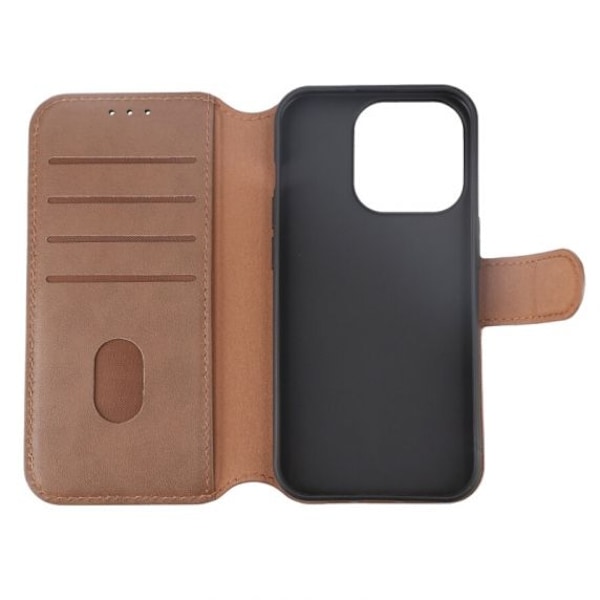 iPhone 15 Pro Plånboksfodral Läder Rvelon - Brun