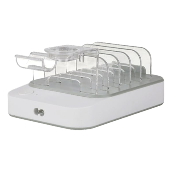DELTACO USB-laddningsstation, 4x USB-A, 2x USB-C, 50 W, vit