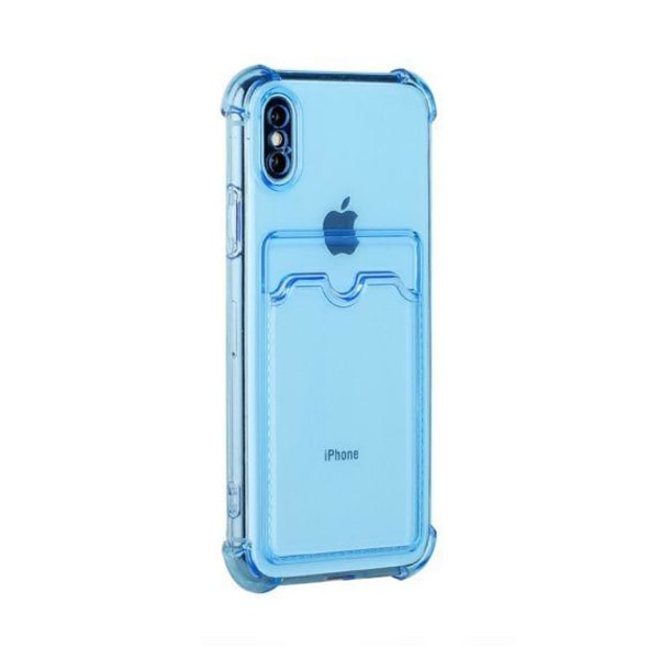 iPhone XR TPU Shockproof Protective Wallet Case Blue