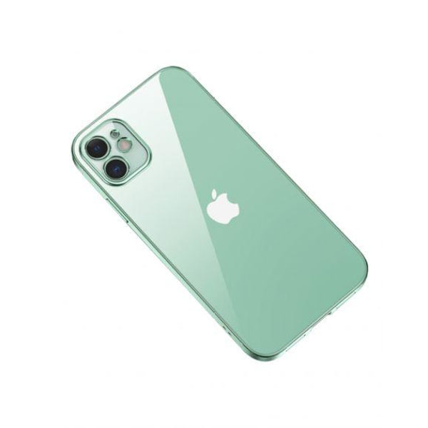 Apple iPhone 12 Luxury Classic Square Frame Protection Case Green With Soft Thin Transparent Camera Protector High Quality