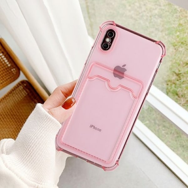 iPhone XR TPU Shockproof Protective Wallet Case Pink