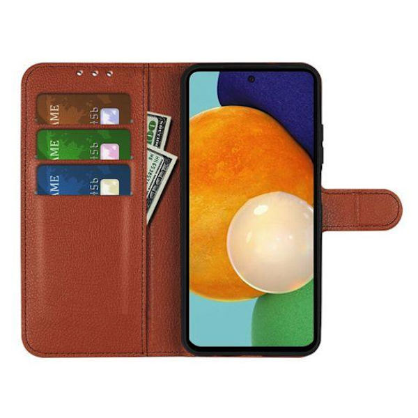 Flip Stand Leather Wallet Case For Samsung Galaxy A13 4G Brown