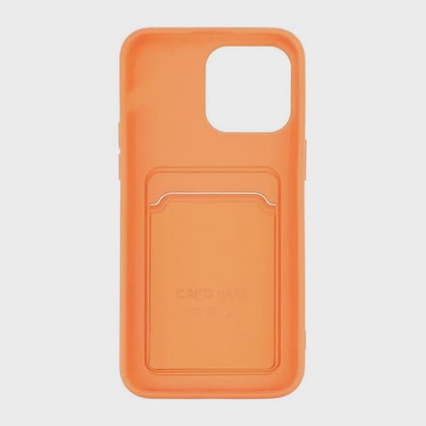 Mobilskal Silikon med Korthållare för iPhone 15 Pro Max - Orange