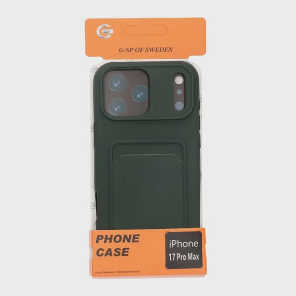 Mobilskal Silikon med Korthållare för iPhone 17 Pro Max - Militärgrön