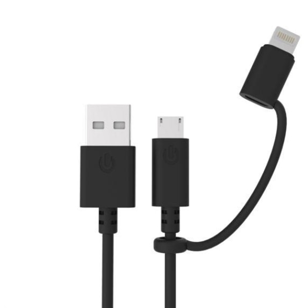 Micro-USB kabel med MFi Lightning Connector Adapter Svart 1m